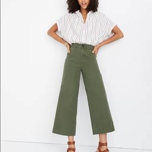 Madewell Emmett wide leg crop pants size 26 olive green high waist